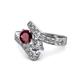 1 - Eleni Ruby and Diamond with Side Diamonds Bypass Ring 