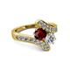 2 - Eleni Ruby and Diamond with Side Diamonds Bypass Ring 