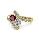 1 - Eleni Ruby and Diamond with Side Diamonds Bypass Ring 