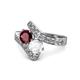 1 - Eleni Ruby and White Sapphire with Side Diamonds Bypass Ring 