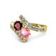 1 - Eleni Ruby and Pink Tourmaline with Side Diamonds Bypass Ring 