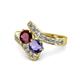 1 - Eleni Ruby and Iolite with Side Diamonds Bypass Ring 