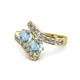 1 - Eleni Aquamarine with Side Diamonds Bypass Ring 