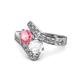 1 - Eleni Pink Tourmaline and White Sapphire with Side Diamonds Bypass Ring 