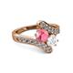 2 - Eleni Pink Tourmaline and White Sapphire with Side Diamonds Bypass Ring 