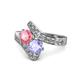 1 - Eleni Pink Tourmaline and Tanzanite with Side Diamonds Bypass Ring 