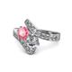 1 - Eleni Pink Tourmaline and Diamond with Side Diamonds Bypass Ring 