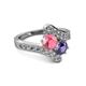 2 - Eleni Pink Tourmaline and Iolite with Side Diamonds Bypass Ring 