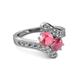 2 - Eleni Pink Tourmaline and Rhodolite Garnet with Side Diamonds Bypass Ring 