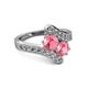 2 - Eleni Pink Tourmaline with Side Diamonds Bypass Ring 