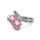 1 - Eleni Pink Tourmaline with Side Diamonds Bypass Ring 