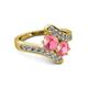 2 - Eleni Pink Tourmaline with Side Diamonds Bypass Ring 