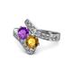 1 - Eleni Amethyst and Citrine with Side Diamonds Bypass Ring 