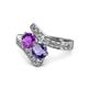 1 - Eleni Amethyst and Iolite with Side Diamonds Bypass Ring 
