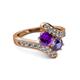 2 - Eleni Amethyst and Iolite with Side Diamonds Bypass Ring 