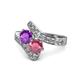 1 - Eleni Amethyst and Rhodolite Garnet with Side Diamonds Bypass Ring 