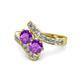 1 - Eleni Amethyst with Side Diamonds Bypass Ring 