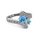 2 - Eleni Blue Topaz and Aquamarine with Side Diamonds Bypass Ring 