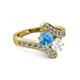 2 - Eleni Blue Topaz and White Sapphire with Side Diamonds Bypass Ring 