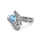 1 - Eleni Blue Topaz and Diamond with Side Diamonds Bypass Ring 