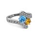 2 - Eleni Blue Topaz and Citrine with Side Diamonds Bypass Ring 