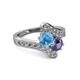 2 - Eleni Blue Topaz and Iolite with Side Diamonds Bypass Ring 