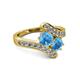 2 - Eleni Blue Topaz with Side Diamonds Bypass Ring 