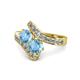 1 - Eleni Blue Topaz with Side Diamonds Bypass Ring 