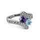 2 - Eleni Iolite and Aquamarine with Side Diamonds Bypass Ring 