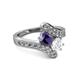 2 - Eleni Iolite and White Sapphire with Side Diamonds Bypass Ring 