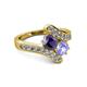 2 - Eleni Iolite and Tanzanite with Side Diamonds Bypass Ring 
