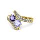 1 - Eleni Iolite and Tanzanite with Side Diamonds Bypass Ring 