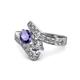 1 - Eleni Iolite and Diamond with Side Diamonds Bypass Ring 