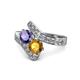 1 - Eleni Iolite and Citrine with Side Diamonds Bypass Ring 