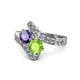 1 - Eleni Iolite and Peridot with Side Diamonds Bypass Ring 