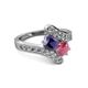 2 - Eleni Iolite and Rhodolite Garnet with Side Diamonds Bypass Ring 