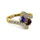 2 - Eleni Iolite and Red Garnet with Side Diamonds Bypass Ring 