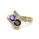 1 - Eleni Iolite and Red Garnet with Side Diamonds Bypass Ring 