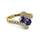 2 - Eleni Iolite and Blue Sapphire with Side Diamonds Bypass Ring 