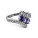 2 - Eleni Iolite with Side Diamonds Bypass Ring 