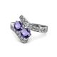 1 - Eleni Iolite with Side Diamonds Bypass Ring 