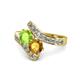1 - Eleni Peridot and Citrine with Side Diamonds Bypass Ring 