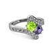 2 - Eleni Peridot and Iolite with Side Diamonds Bypass Ring 
