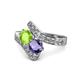 1 - Eleni Peridot and Iolite with Side Diamonds Bypass Ring 