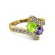 2 - Eleni Peridot and Iolite with Side Diamonds Bypass Ring 