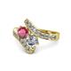 1 - Eleni Rhodolite Garnet and Diamond with Side Diamonds Bypass Ring 
