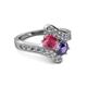 2 - Eleni Rhodolite Garnet and Iolite with Side Diamonds Bypass Ring 
