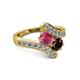 2 - Eleni Rhodolite and Red Garnet with Side Diamonds Bypass Ring 