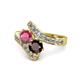 1 - Eleni Rhodolite and Red Garnet with Side Diamonds Bypass Ring 