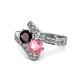 1 - Eleni Red Garnet and Pink Tourmaline with Side Diamonds Bypass Ring 